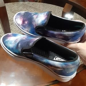 Girls size 3 galaxy slip on vans